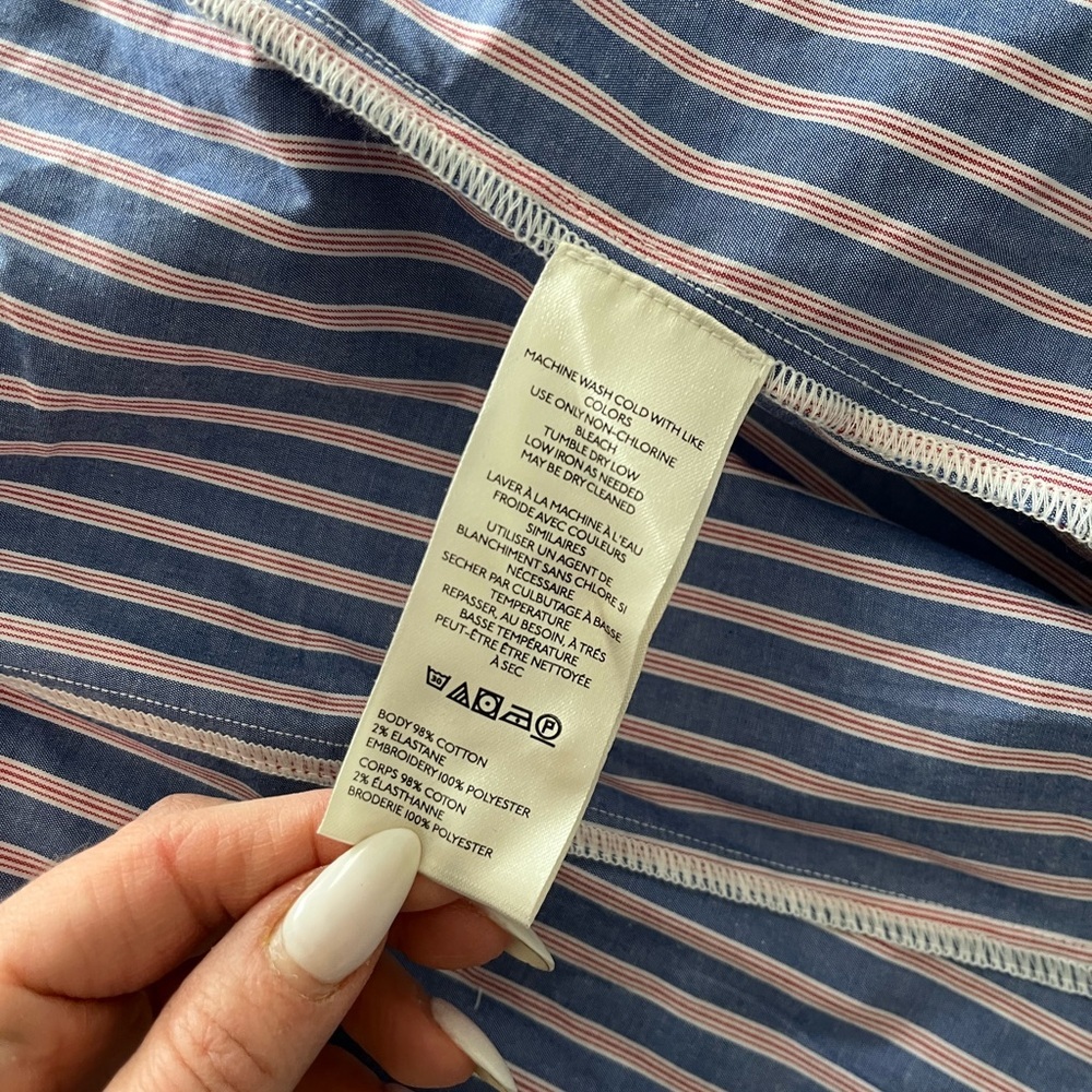 Maeve Blue & Pink Striped Button-Down Shirt - Picture 10 of 11